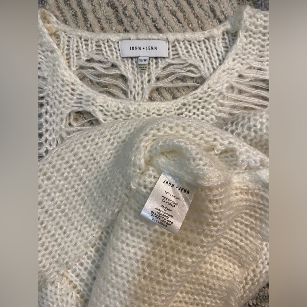 JOHN + JENN Distressed Frayed Edge Sweater - Picture 3 of 6